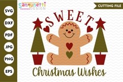 Sweet Christmas wishes SVG, gingerbread holiday cutting file Product Image 1