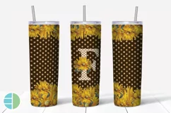 Sunflower Monogram Skinny Tumblers Alpha Sublimation Design Product Image 7
