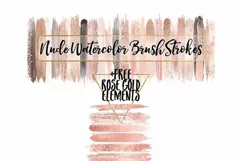 Nude Watercolor Brush Strokes with free rose gold elements Product Image 1