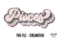 Retro Pisces Sublimation Design Product Image 1