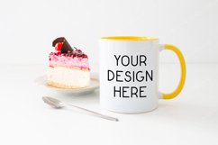 Mug Mockup 11 Oz White Coffee Mug Mockup Yellow Handle Cake Product Image 1