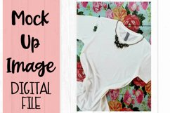 White Tee on Floral Background Mock Up Product Image 1