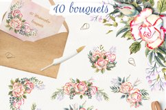 Watercolor set roses and hummingbird Product Image 6