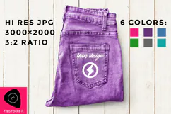 Colorful Jeans Back Pocket Craft JPG Mockup