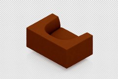 Isometric Arm Chair 3D isolated render Product Image 1