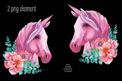Cute pink unicorn clipart Watercolor Product Image 7