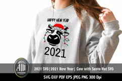 2021 SVG| 2021 New Year| Cow with Santa Hat SVG Product Image 1