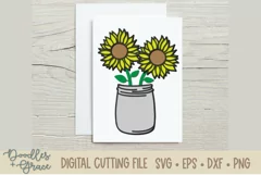 3D Layered Sunflower Bouquet - SVG - PNG - EPS - DX Product Image 3