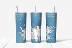 Watercolor Orchids sublimation design. Skinny Tumbler wrap Product Image 2