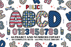 POLICE Alphabet &amp; Numbers Clipart Classroom PNG Bundle Product Image 1