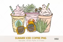Retro Summer Png | Iced Coffee Png | Summer Sublimation Png Product Image 1