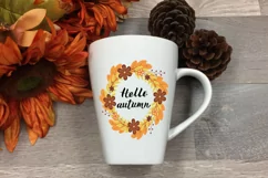 Hello Autumn lettering in Wreath of colorful leaves Product Image 3