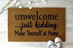 Unwelcome Just Kidding Welcome mat diy doormat svg dxf file Product Image 2