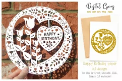 Happy Birthday paper cut design SVG / DXF / EPS / PNG files Product Image 1