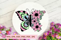 Floral Butterfly svg, Flowers svg Product Image 8