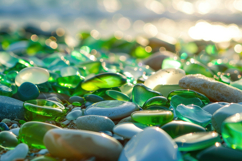 Colorful Glass Stones on the Beach Background Wallpaper Product Image 1
