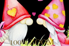 watercolor clip art ,valentine's day, Valentine gnome clipar Product Image 4