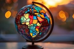Stained Glass World Globe Background Wallpaper Product Image 1