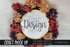 Round wood sign with flowers MOCKUP| PSD & JPEG Product Image 1