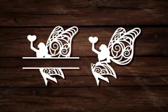 Papercut Fairy Girl with Wings Holding Heart Monogram Product Image 3