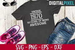 Vintage 1970, 50th Birthday SVG PNG EPS - Birthday SVG Product Image 2