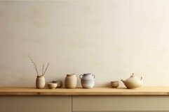 Minimalist kitchen shelf with ceramic tableware Product Image 1