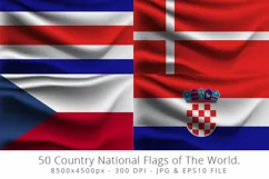 Realistic waving 50 Country National Flags of The World. Product Image 4