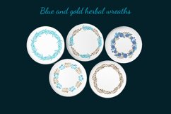 Watercolor blue and gold floral set Product Image 8