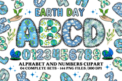 Earth Day Alphabet png clipart, earth day letters doodle Product Image 1