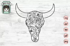 Cow Skull With Flowers SVG File, Cow Skull Floral Cut File Product Image 1