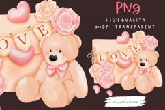 Valentine's Day clipart, Teddy Bear with love letter Product Image 2