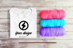 Tee with yarn crochet craft mockup