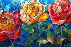 Stained Glass Flowers Background Wallpaper Product Image 1