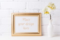 Golden landscape frame mockup with soft yellow orchid Product Image 3