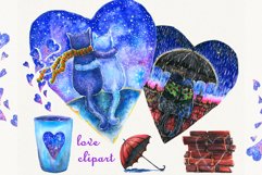 Love clipart, Cat clipart, watercolor cat clipart, Digital Product Image 1