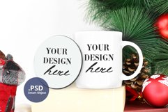 Christmas Mug & round Coaster Mockup, coaster & mug mockup Product Image 1