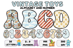 Vintage Toys Alphabet and Numbers PNG 300 DPI Product Image 1