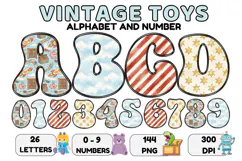 Vintage Toys Alphabet and Numbers PNG 300 DPI Product Image 1