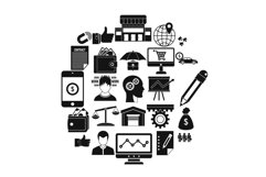 Business start up icons set, simple style Product Image 1