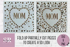 3D Floral Mom heart| Paper cutting | Mother’s Day card SVG. Product Image 6