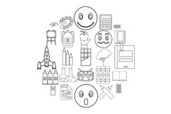 Boozy graduate icons set, outline style Product Image 1