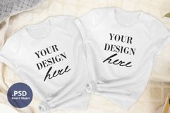 Two White T-shirts Mockup on a Neutral background PSD & JPG Product Image 2