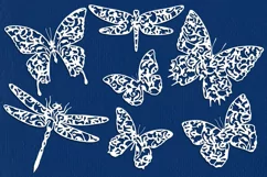 Butterflies and dragonflies silhouettes for paper cut Product Image 2