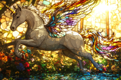 Unicorn Stained Glass Background Wallpaper Product Image 1