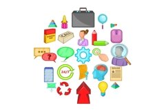 Employee search icons set, cartoon style Product Image 1