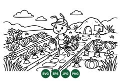 Cute Ant Cartoon Gardening Clipart Illustration Product Image 1