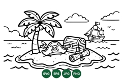 Hand Drawn Pirate Island Adventure Vector Clipart Product Image 1