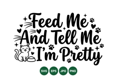 Funny Cat Quote SVG With Cute Paw And Food Illustration Product Image 1
