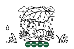 Cute Caterpillar Cartoon Clipart For Kids Product Image 1