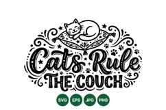Funny Cats Rule The Couch SVG Clipart Design Product Image 1
